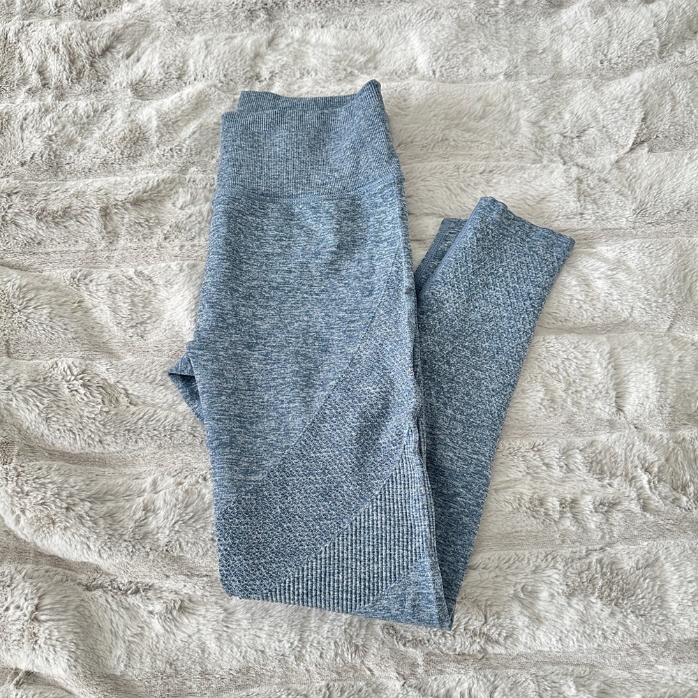 Buffbunny laser cut leggings. Size small. Color-heatherd blue